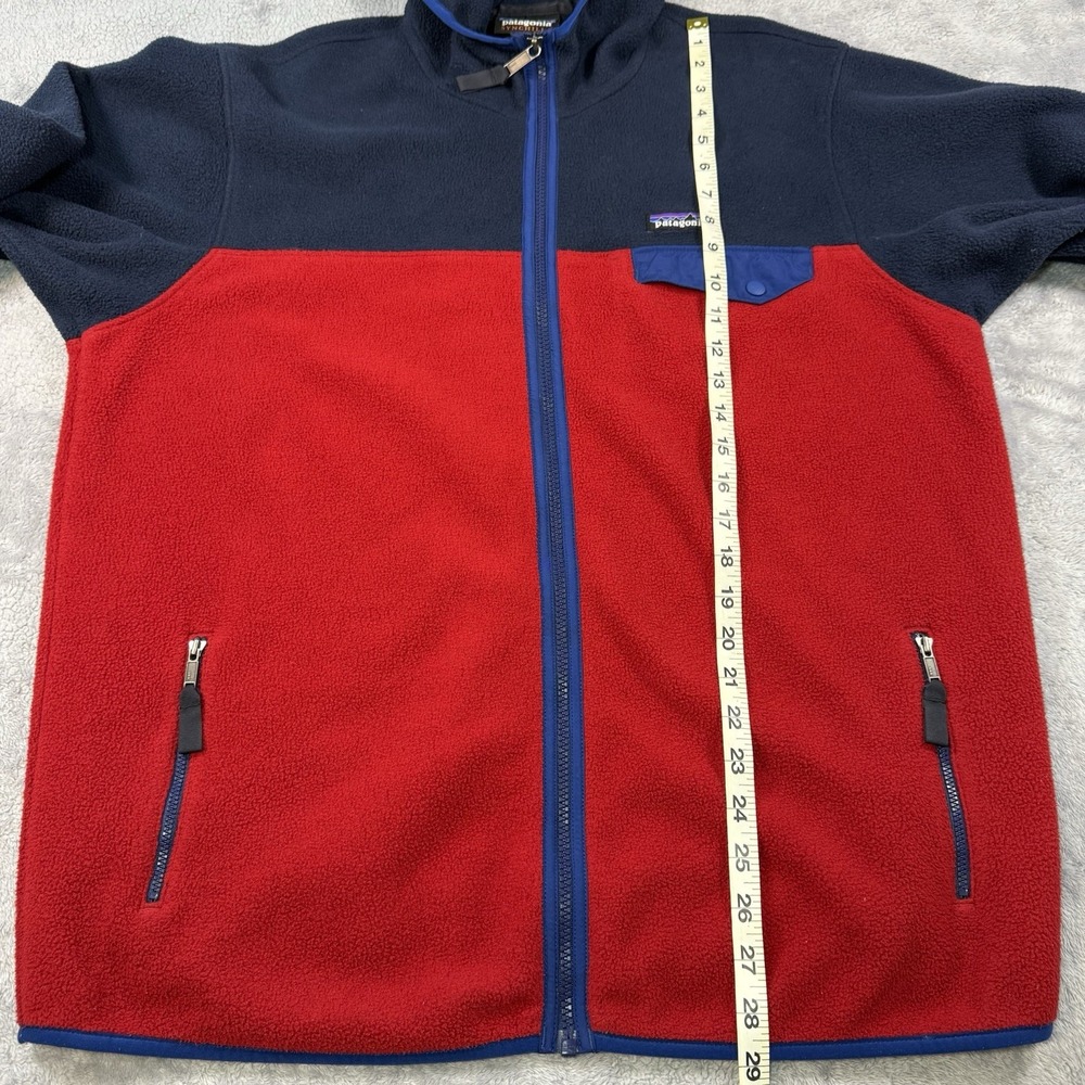 Patagonia Synchilla Snap T Shell Hoodie Blue Red Full Zip Fleece Jacket Large - Picture 10 of 11
